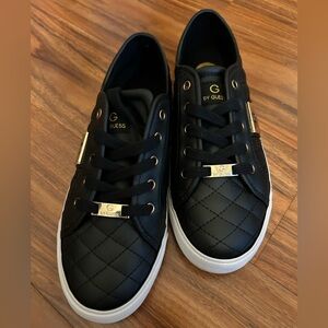 G by Guess Black Quilted Fashion Sneakers with Gold Details